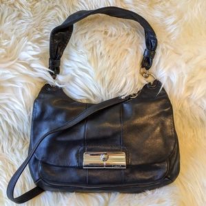 Coach black leather hobo bag + crossbody strap
